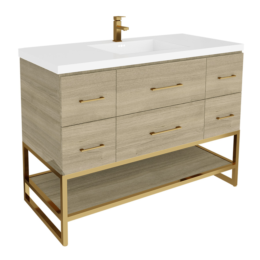 Genesis Collection 48-06 Genesis. Country Oak with brass handles.