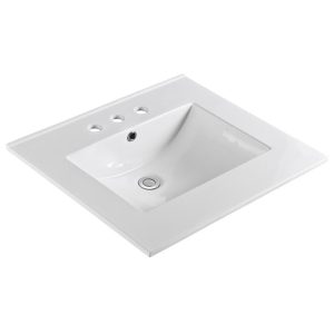 BARCELONA 2522 White Ceramic Sink Top with 8" widespread faucet drills