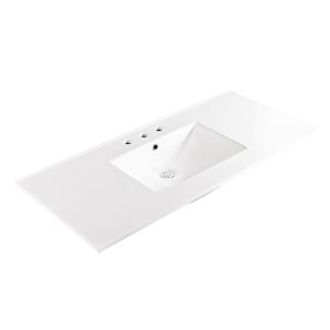 BARCELONA 4922 White Ceramic Sink Top with 8" widespread faucet drills