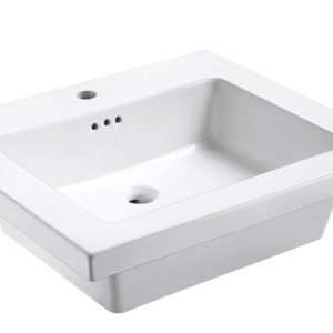 TRIBECA 2522 White Ceramic Sink Top with single faucet hole