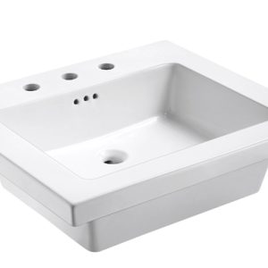 TRIBECA 2522 White Ceramic Sink Top with 8" widespread faucet drills
