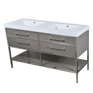 Manhattan - 60" 2-Drawer, Double Bowl Vanity with Open Shelf