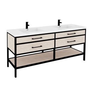 Manhattan - 72" 2-Drawer, Double Bowl Vanity with Open Shelf