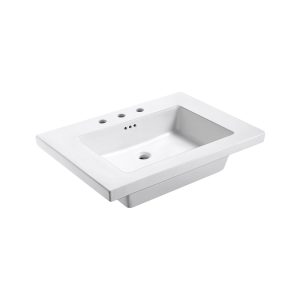 TRIBECA 3122 White Ceramic Sink Top with 8" widespread faucet drills