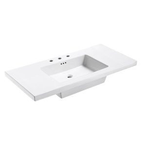 TRIBECA 4922 White Ceramic Sink Top with 8" widespread faucet drills