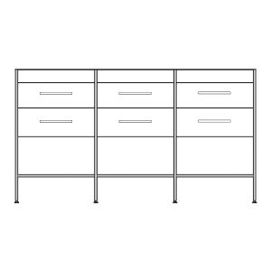 Jupiter 60" 6 drawer vanity with open shelf