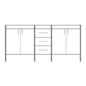 Jupiter 60" with 4 doors and 3 middle drawers