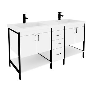 Jupiter 4 doors with open shelf and 3 middle drawers - white with black matte finish