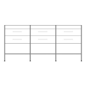 Jupiter 72" 6 drawer vanity with open shelf