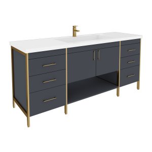 Jupiter 2-Doors with open shelf and 6 side drawers - navy blue