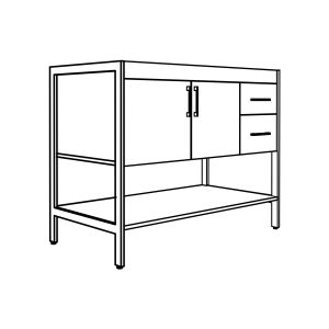 Jupiter 42" 2-Door, 2-Drawer vanity with open shelf