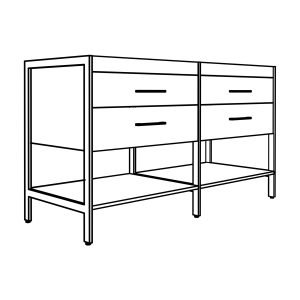 Jupiter 60" 4-Drawer vanity with open shelf